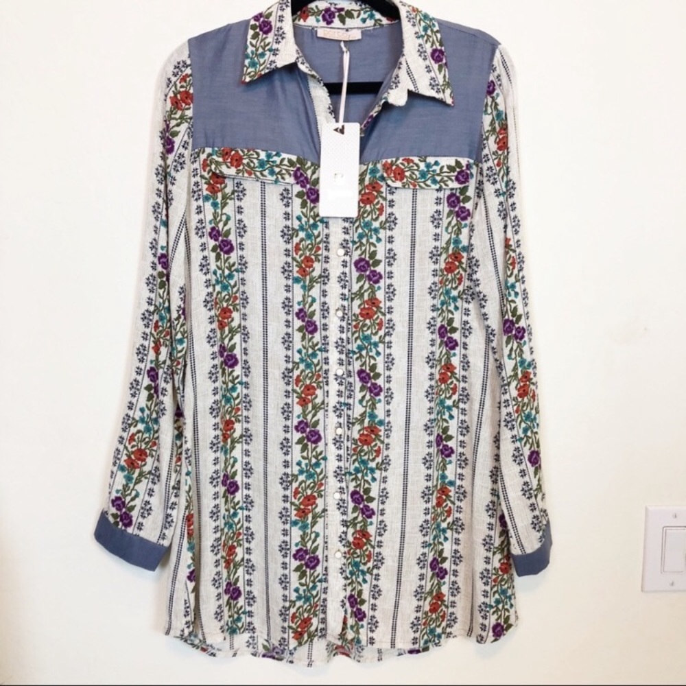 Porto Floral Tunic Blouse NWT